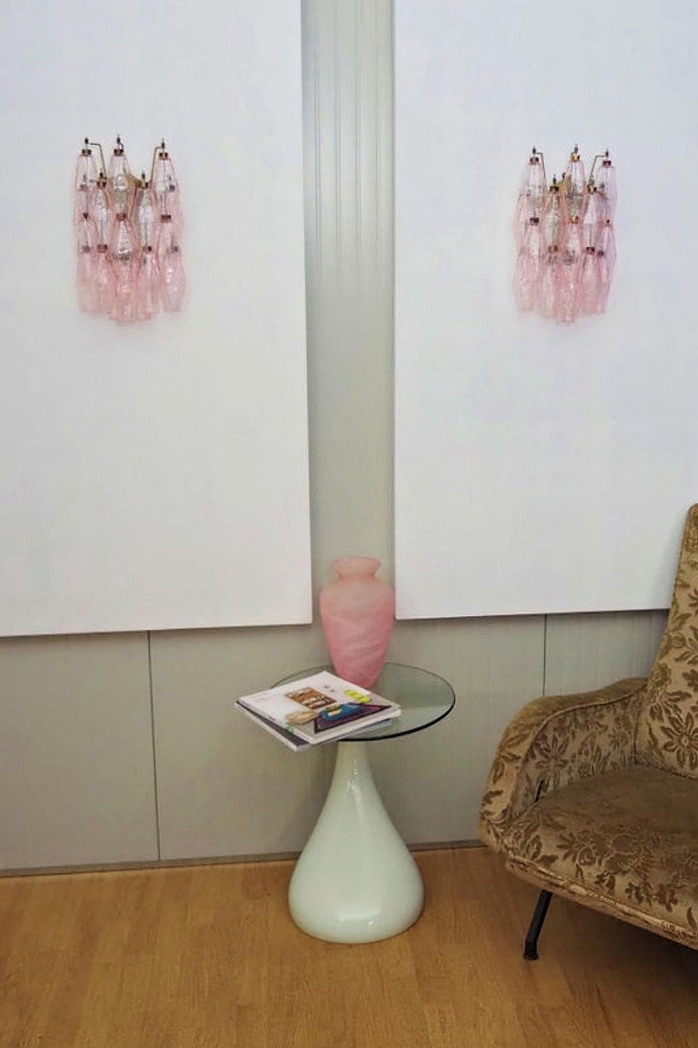 Vintage Murano Poliedri Pink Wall Lamp