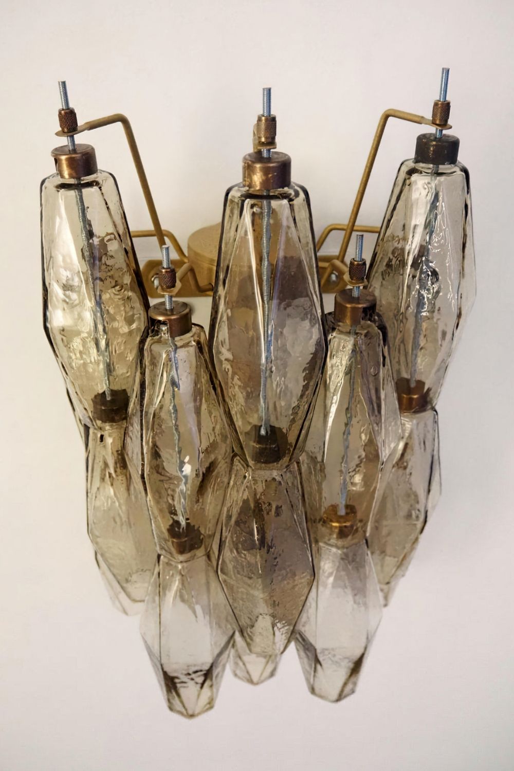 Vintage Murano Poliedri Smoked Wall Lamp