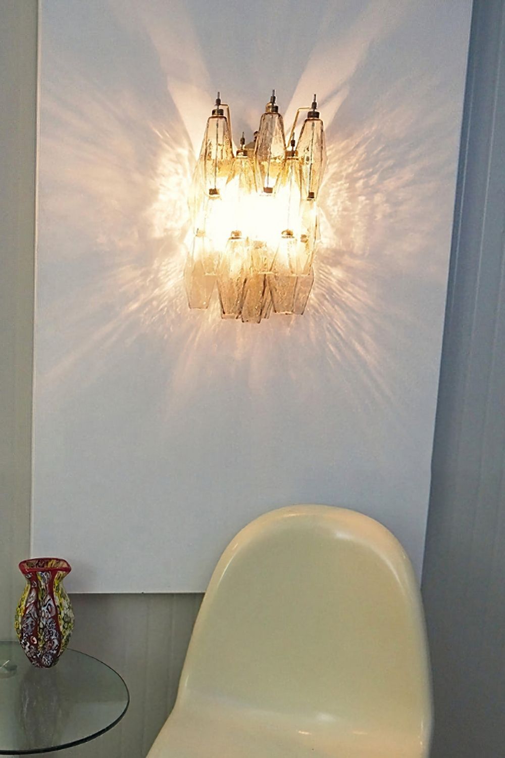 Vintage Murano Poliedri Smoked Wall Lamp