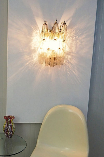 Vintage Murano Poliedri Smoked Wall Lamp