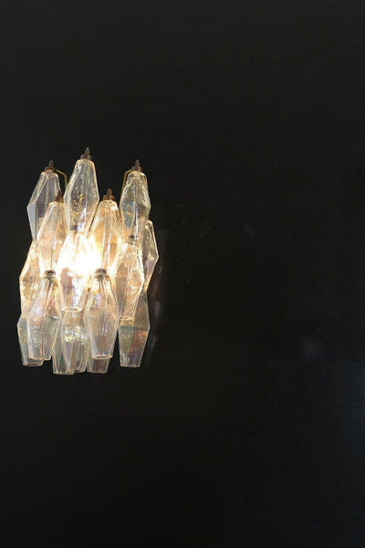 Vintage Murano Poliedri Transparent Wall Lamp