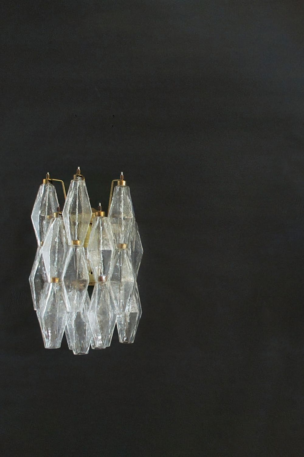 Vintage Murano Poliedri Transparent Wall Lamp