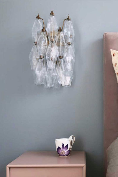 Vintage Murano Poliedri Transparent Wall Lamp