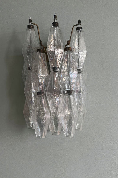 Vintage Murano Poliedri Transparent Wall Lamp