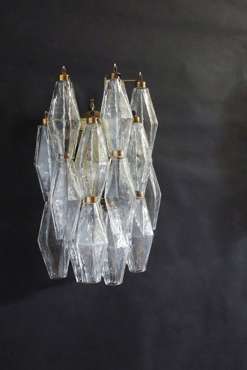 Vintage Murano Poliedri Transparent Wall Lamp