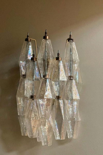 Vintage Murano Poliedri Transparent Wall Lamp