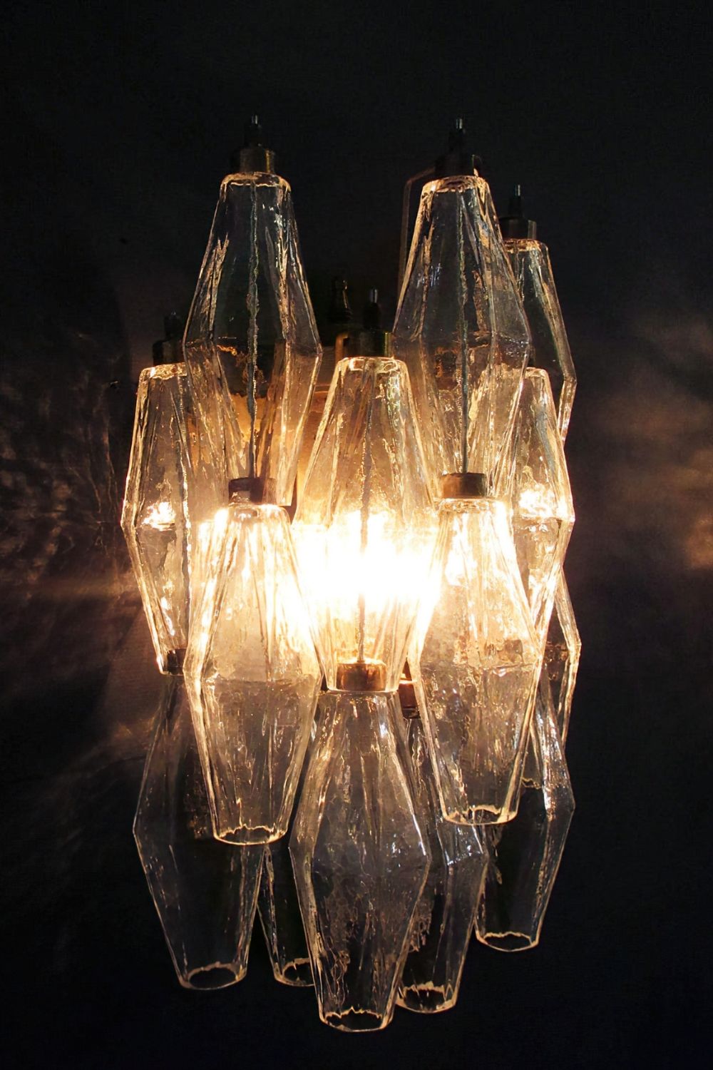 Vintage Murano Poliedri Transparent Wall Lamp