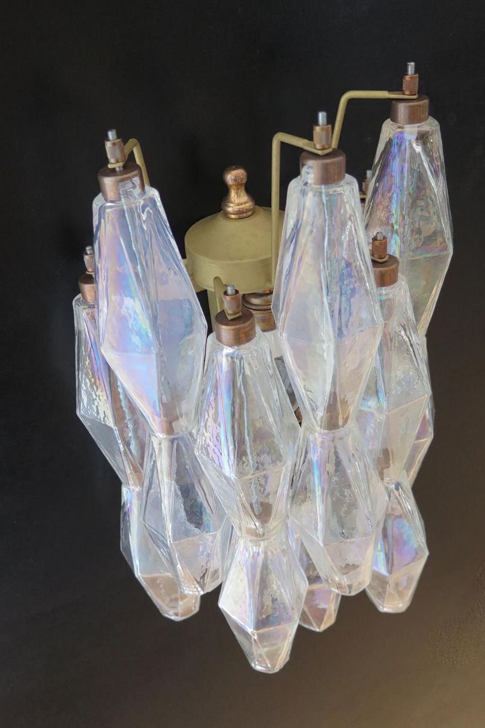 Vintage Murano Poliedri Transparent Wall Lamp