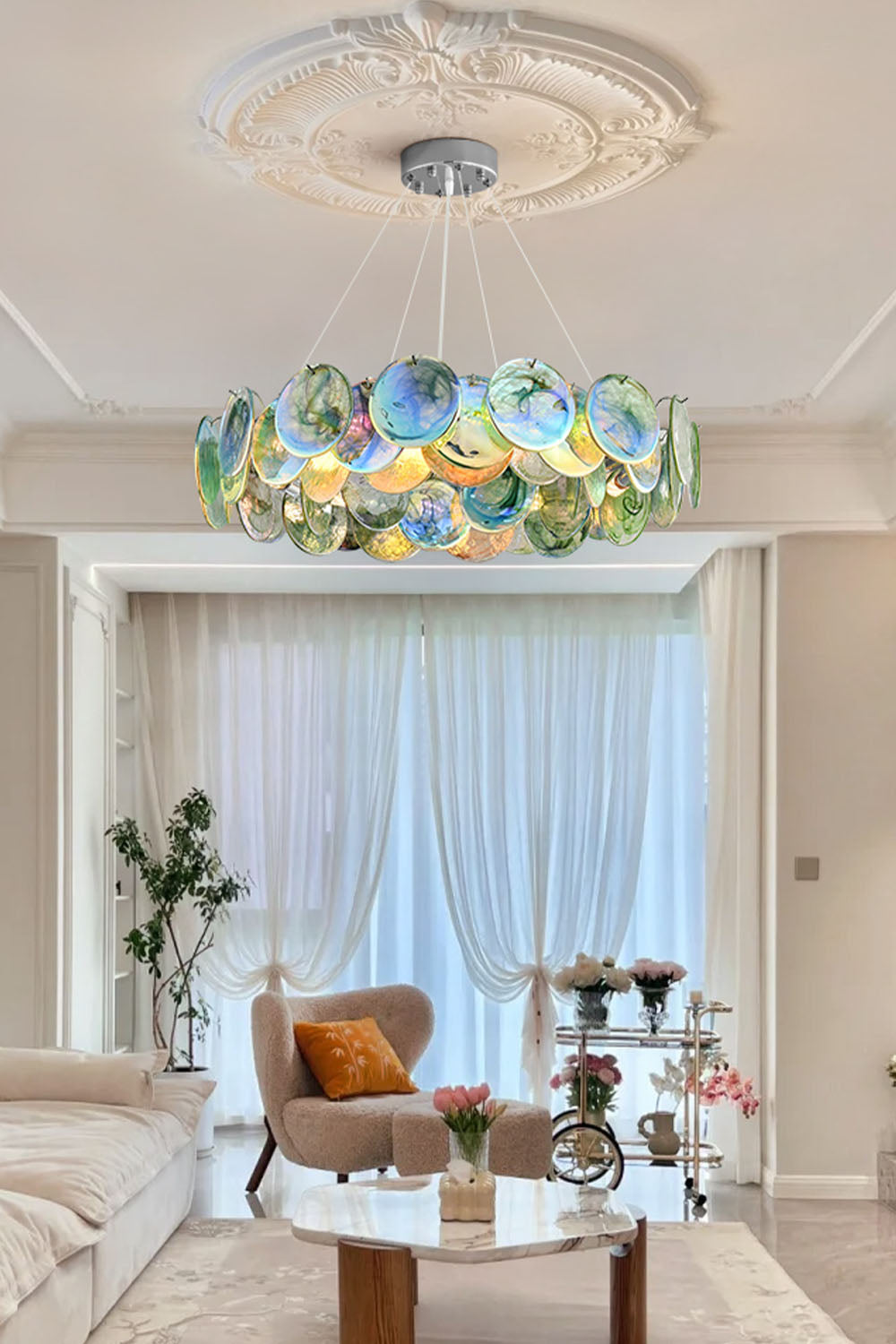 Murano Rainbow Discs Chandelier