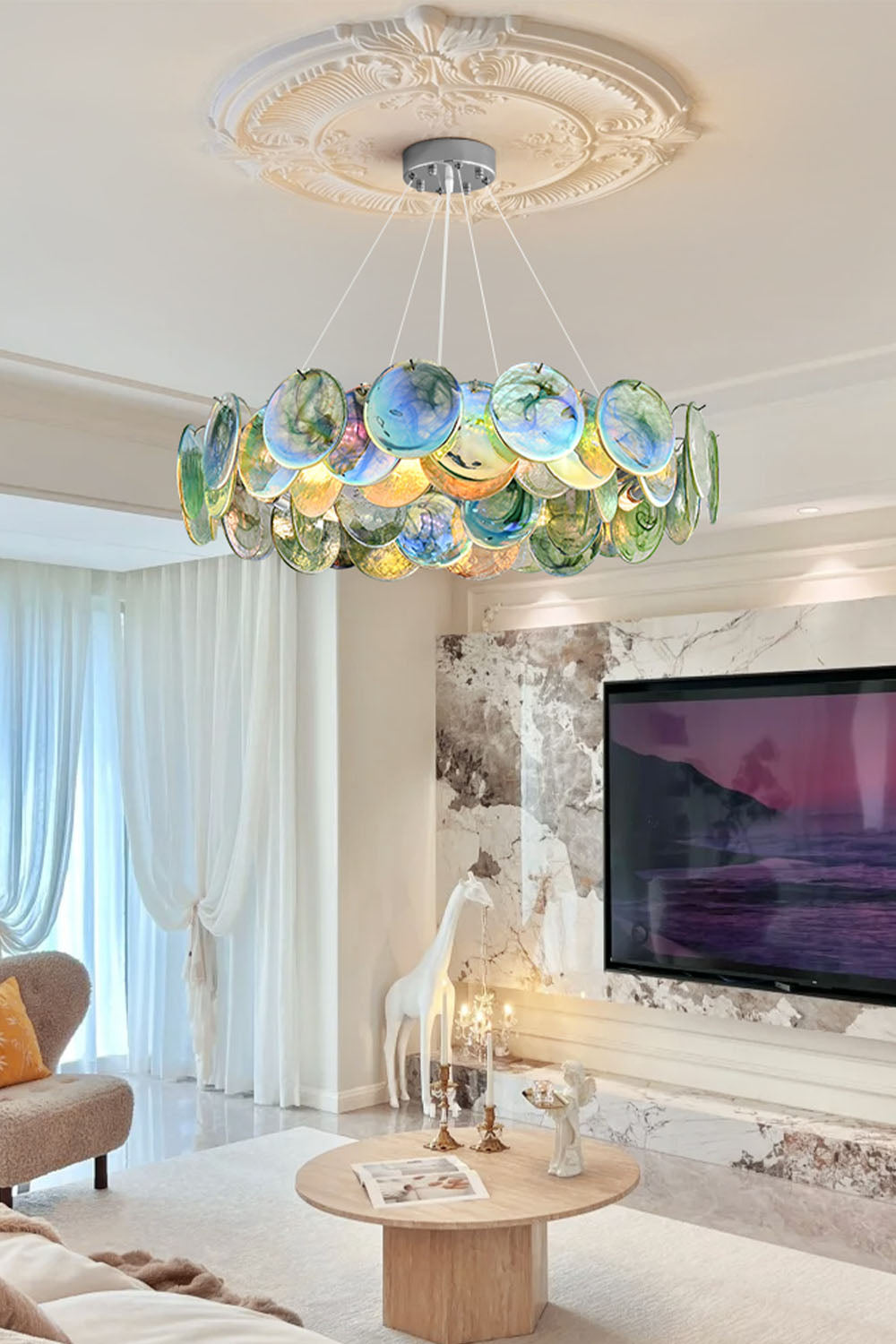 Murano Rainbow Discs Chandelier