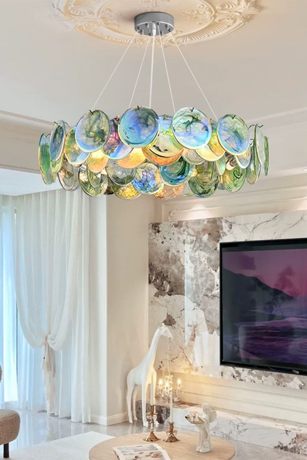Murano Rainbow Discs Chandelier