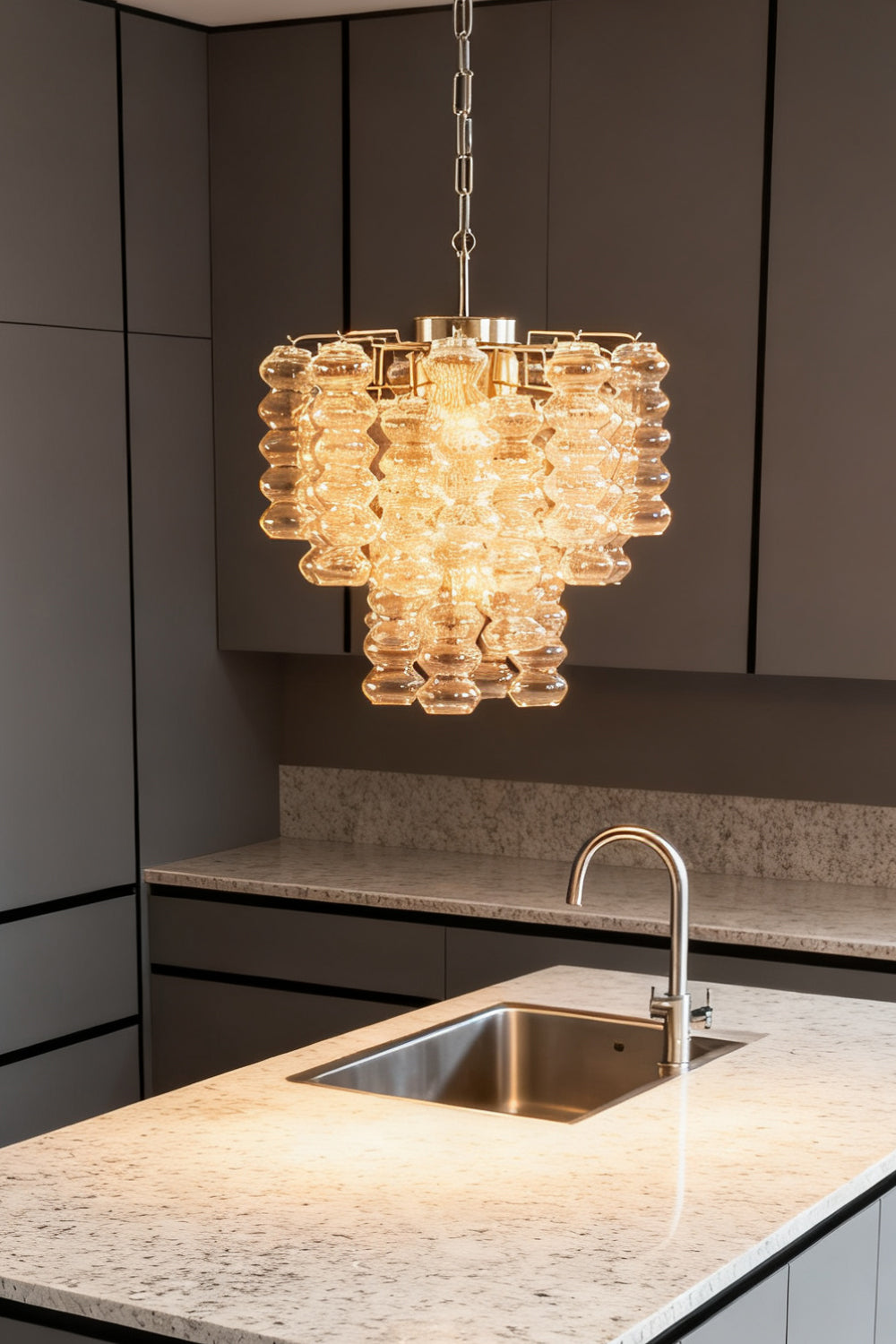 Murano Ripple Glass Tube Chandelier