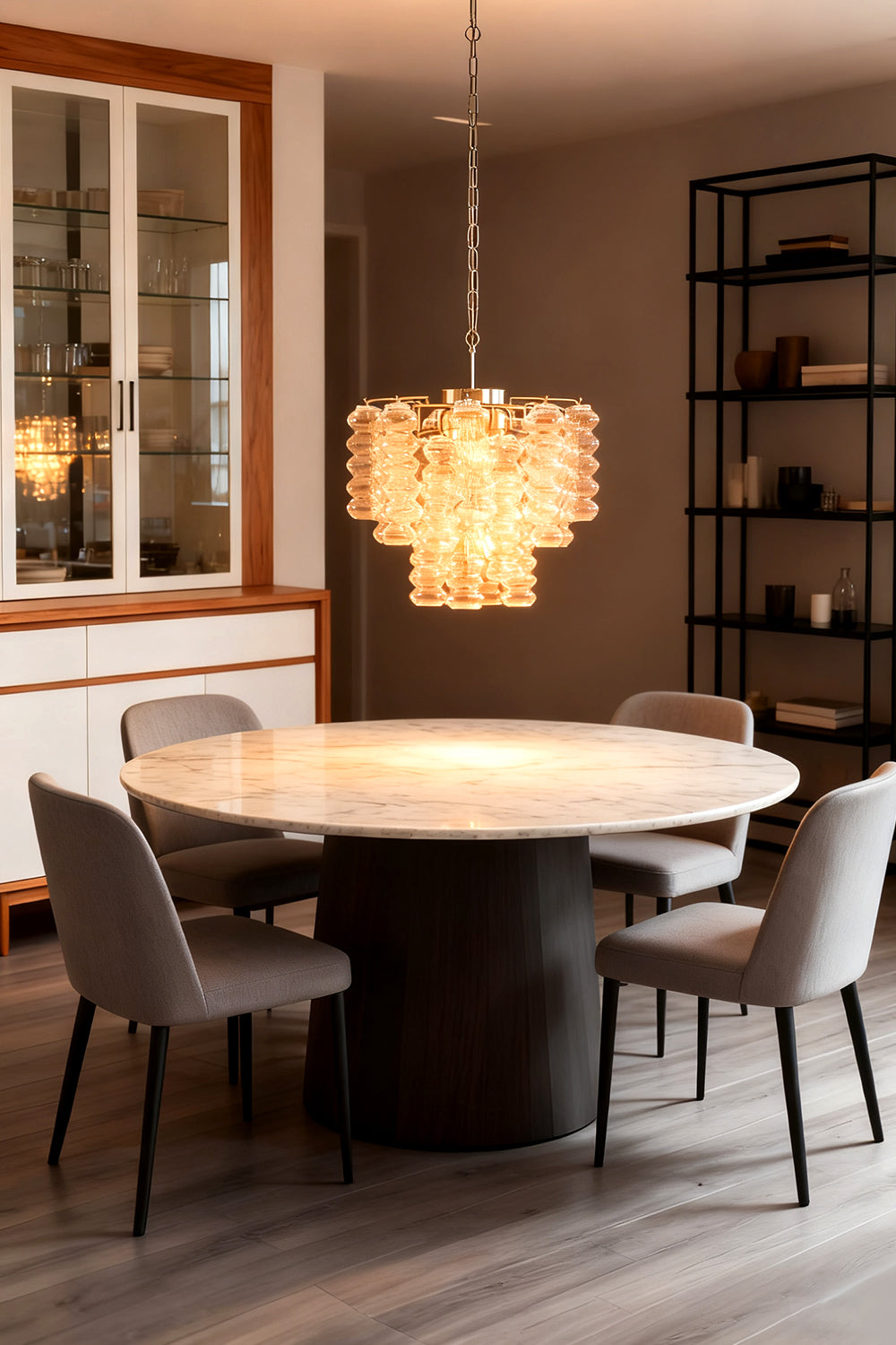 Murano Ripple Glass Tube Chandelier