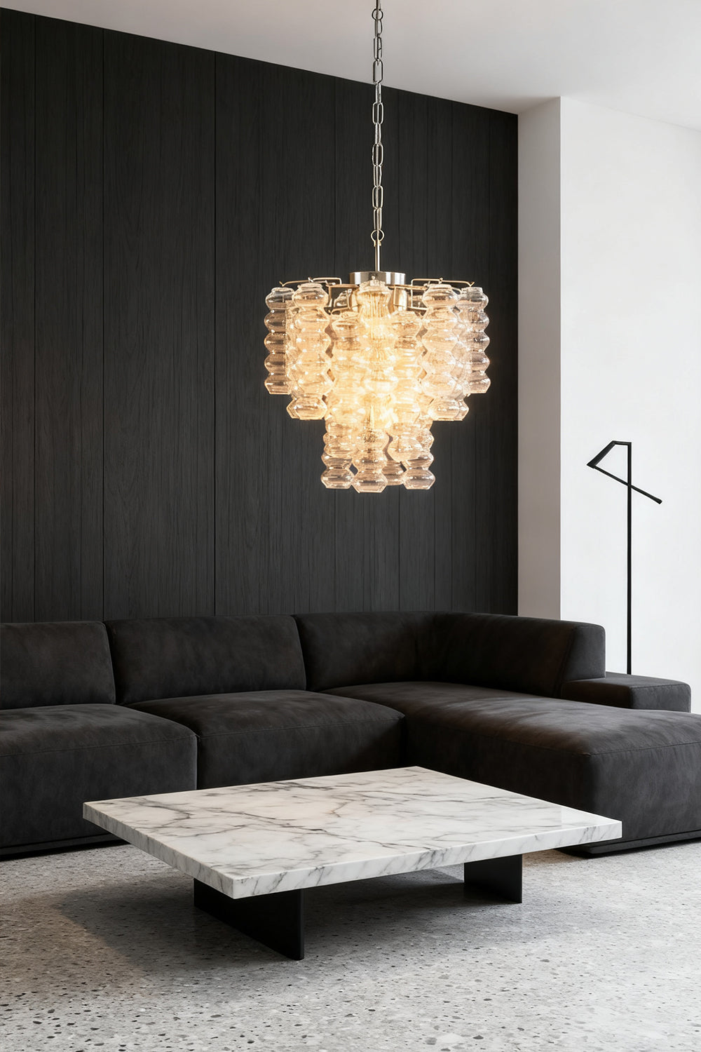 Murano Ripple Glass Tube Chandelier