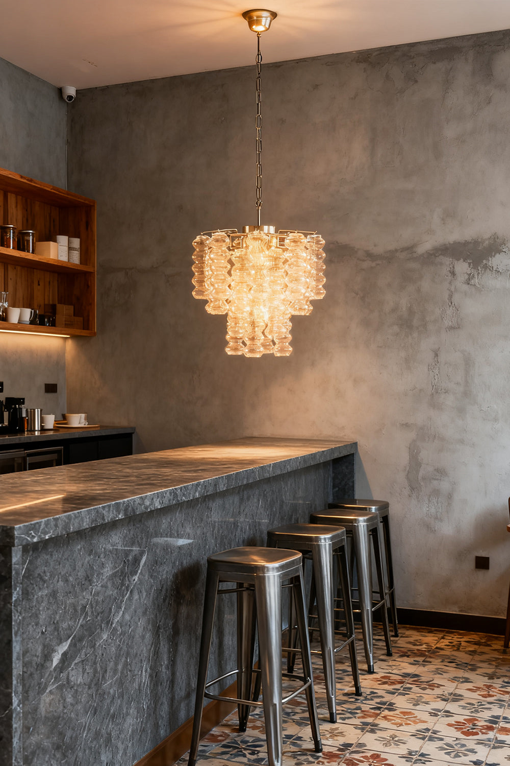 Murano Ripple Glass Tube Chandelier