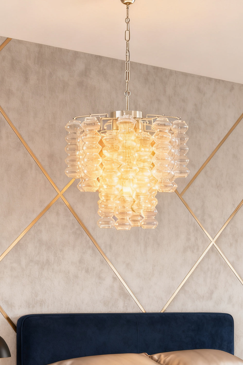 Murano Ripple Glass Tube Chandelier