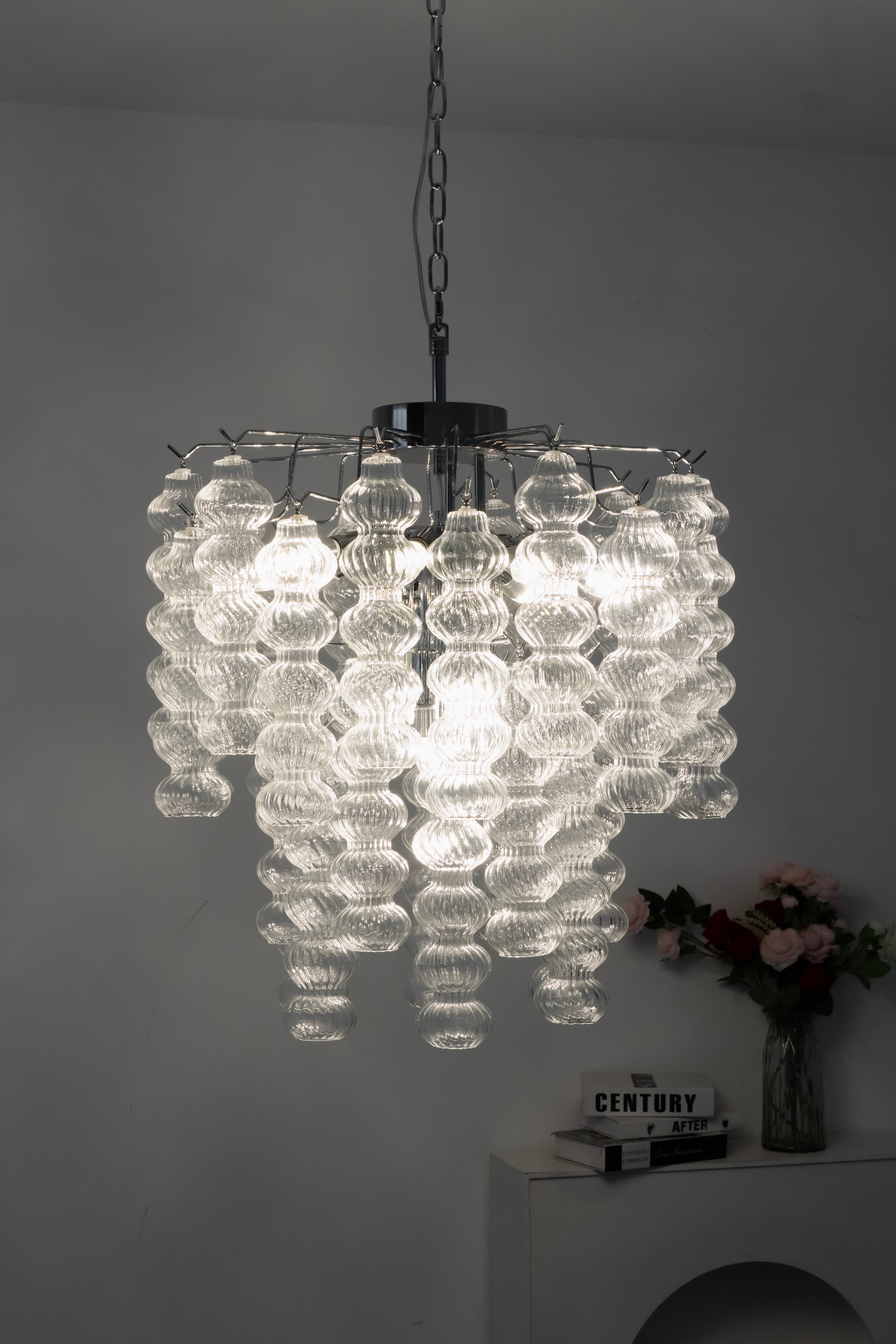 Murano Ripple Glass Tube Chandelier
