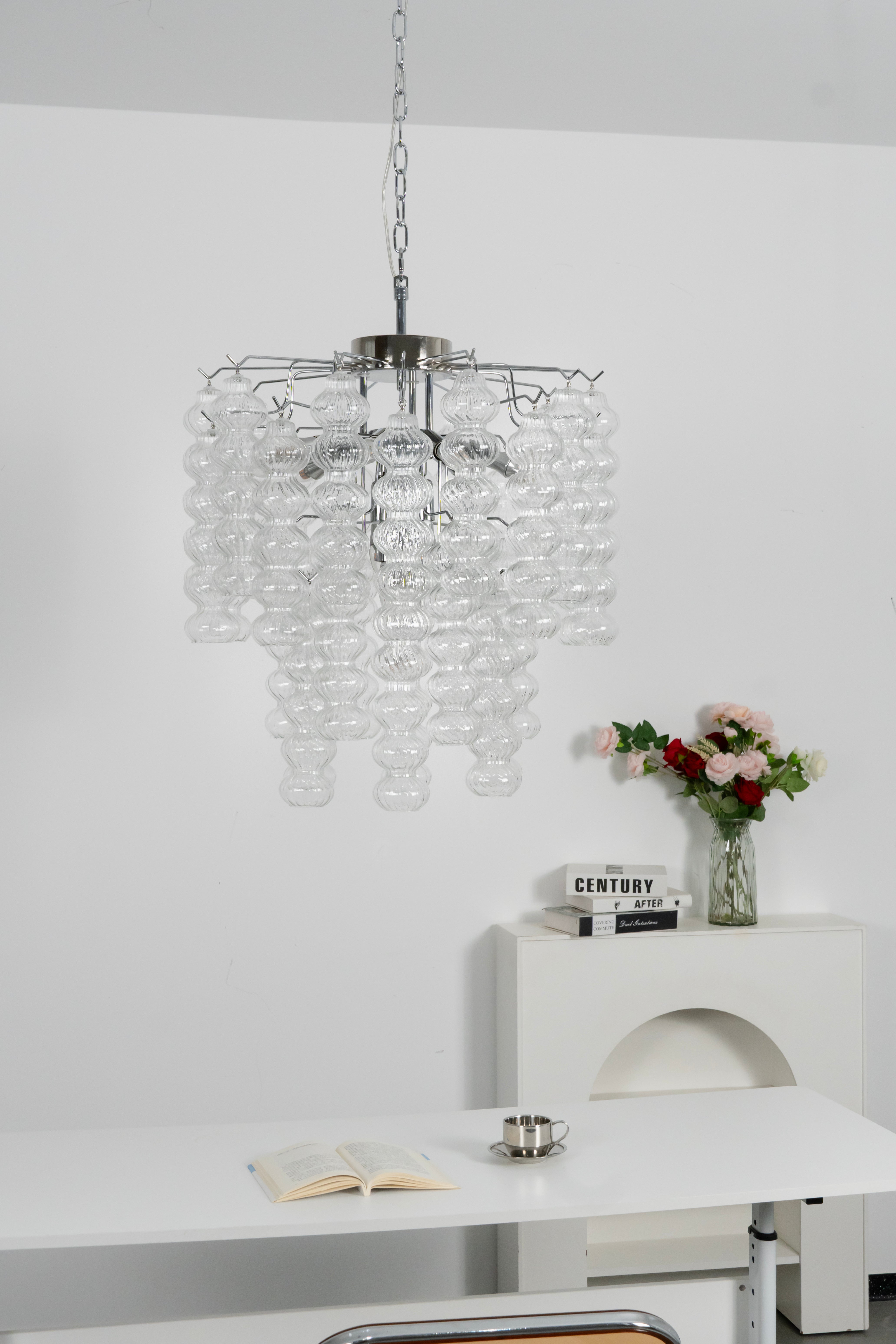 Murano Ripple Glass Tube Chandelier