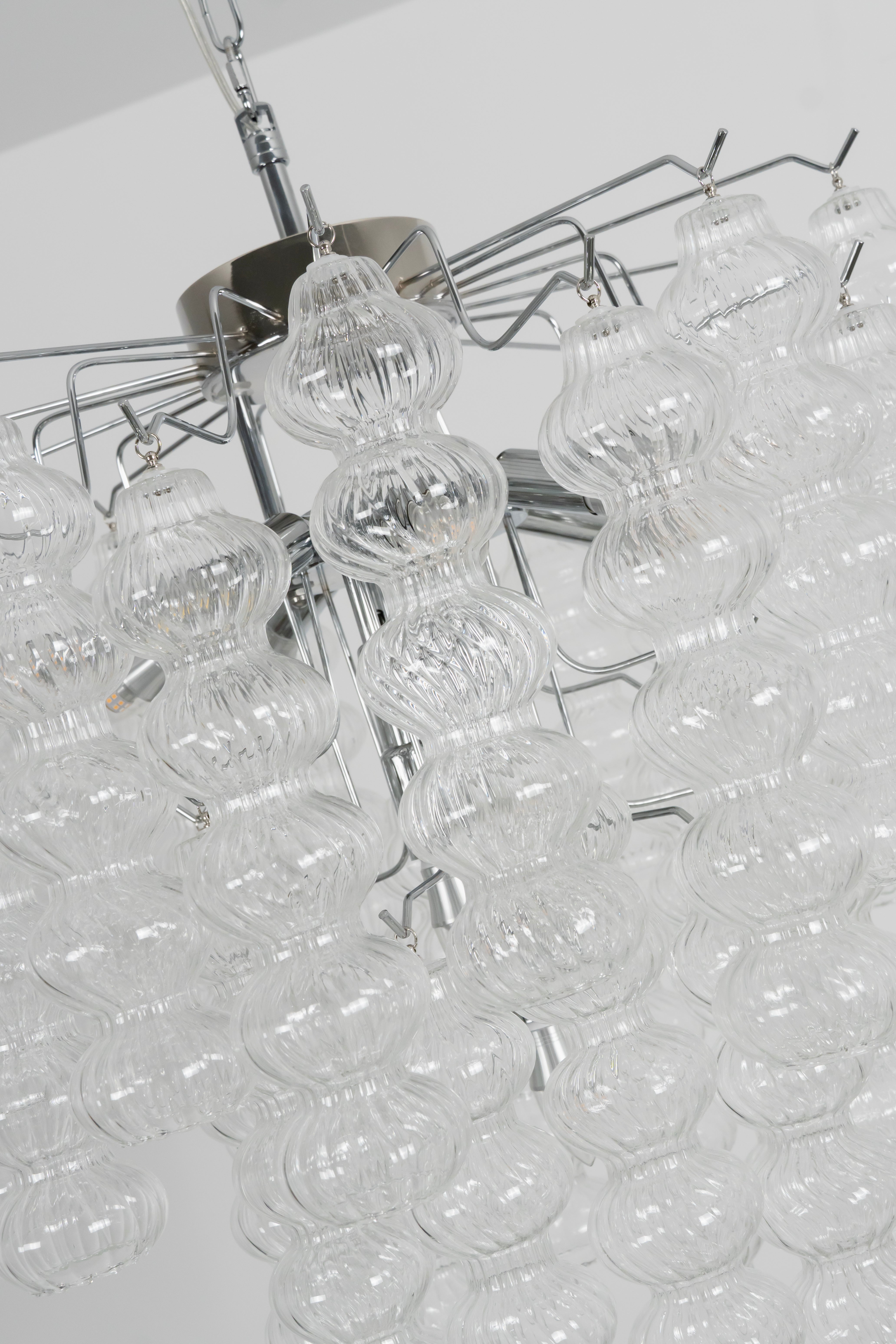 Murano Ripple Glass Tube Chandelier