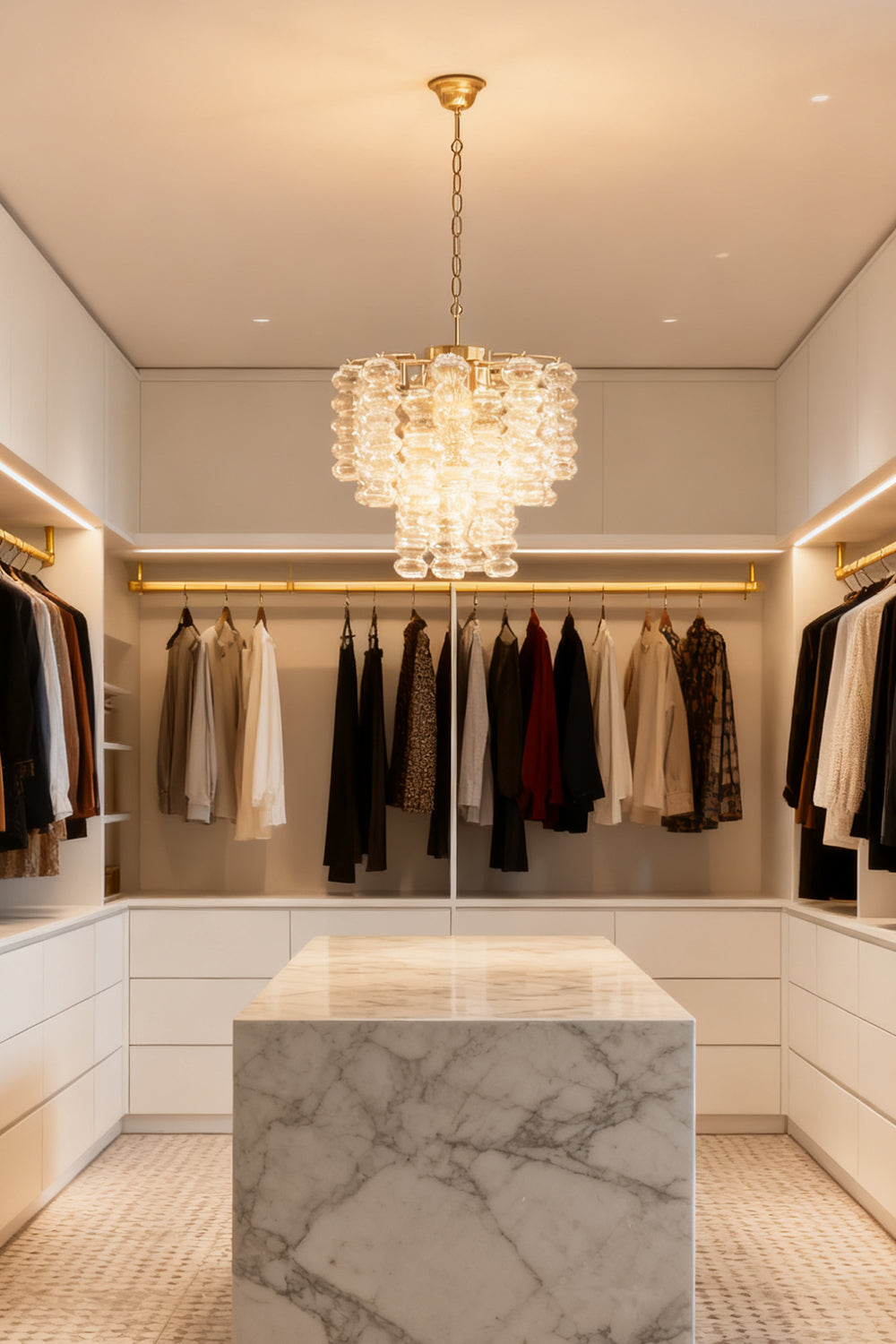 Murano Ripple Glass Tube Chandelier