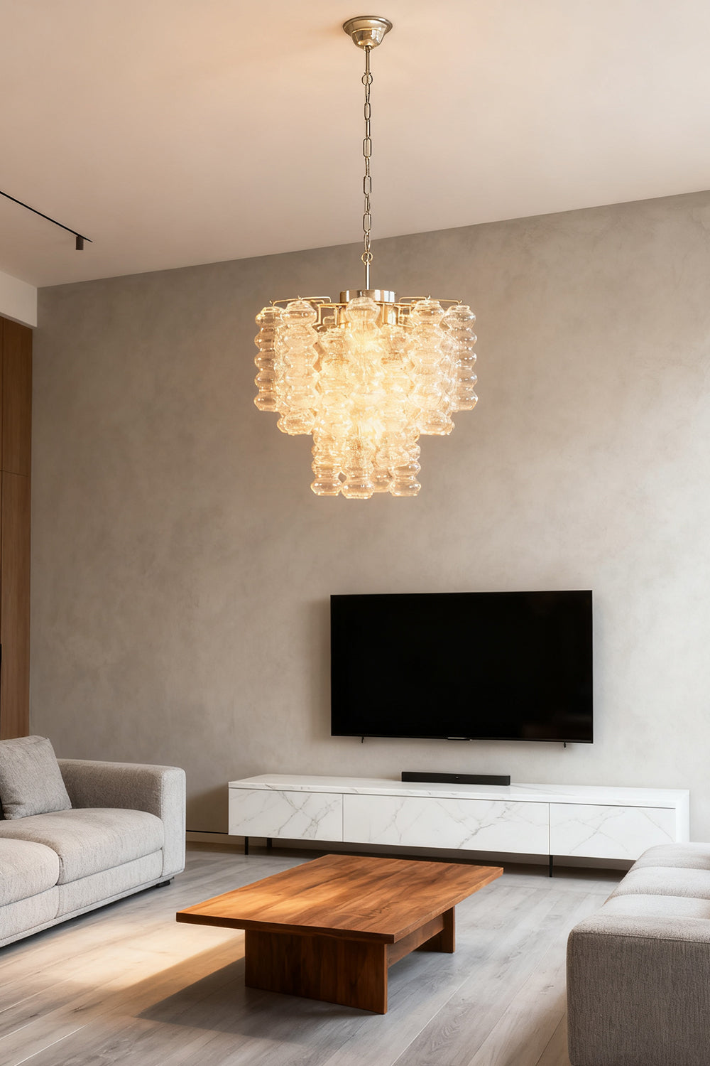 Murano Ripple Glass Tube Chandelier