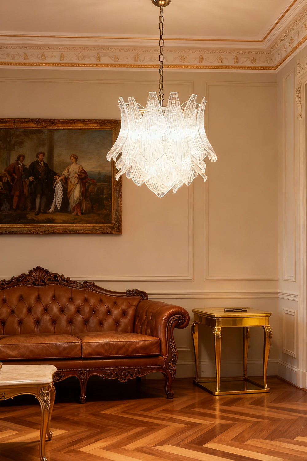 Murano Ripple Leaf Glass Chandelier