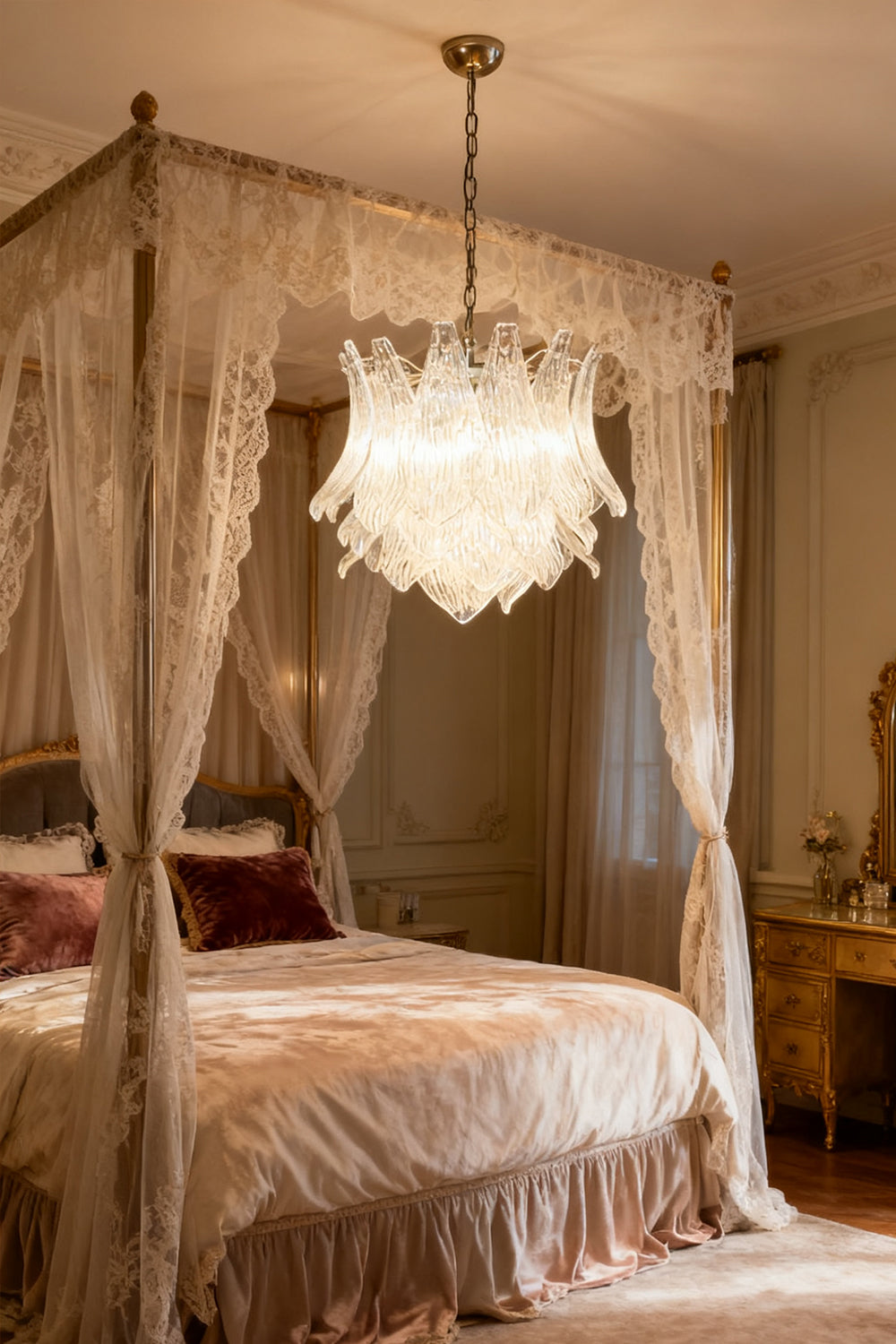 Murano Ripple Leaf Glass Chandelier