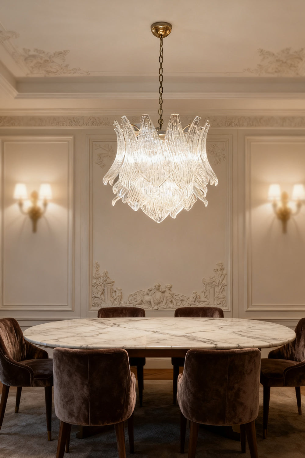 Murano Ripple Leaf Glass Chandelier
