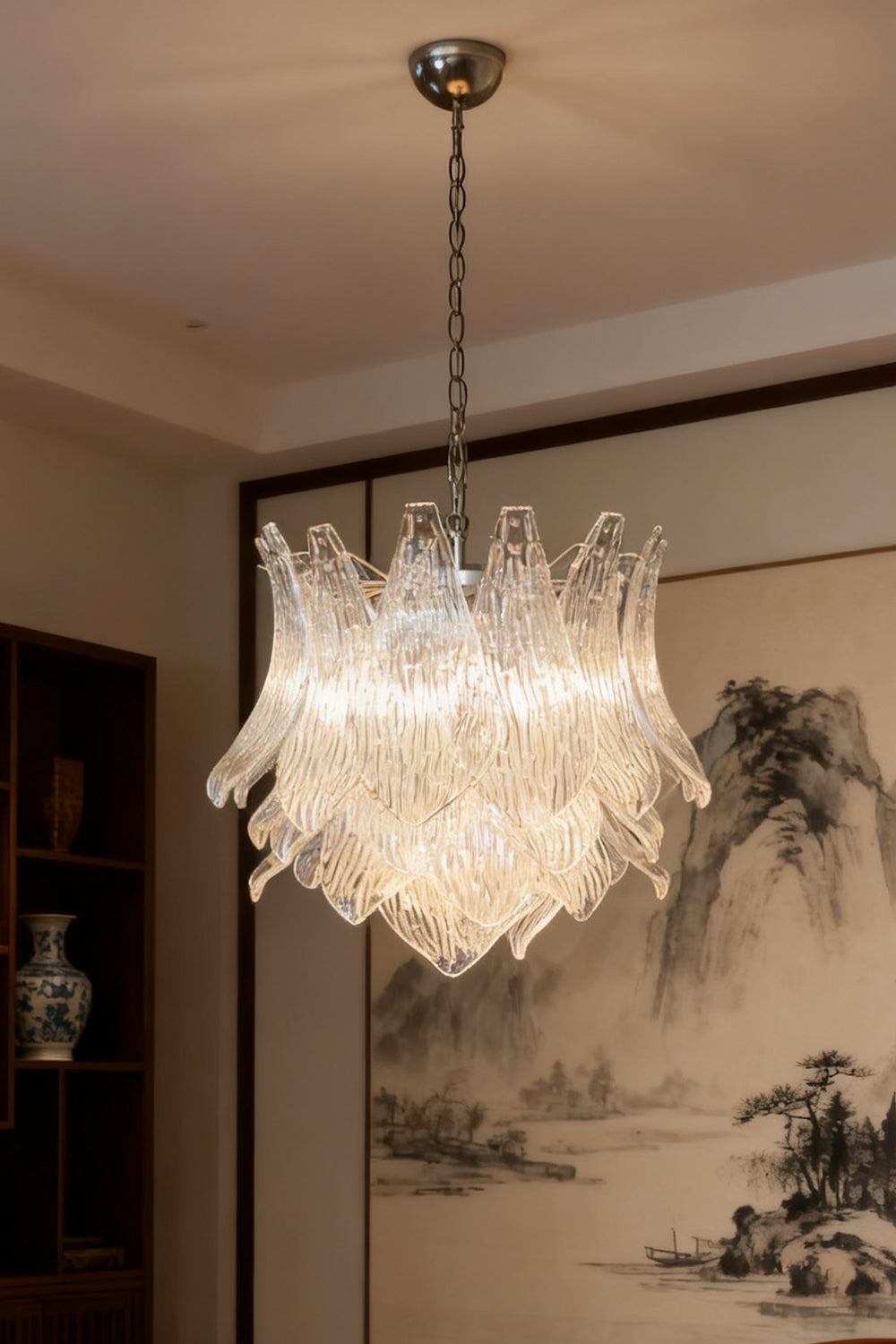 Murano Ripple Leaf Glass Chandelier