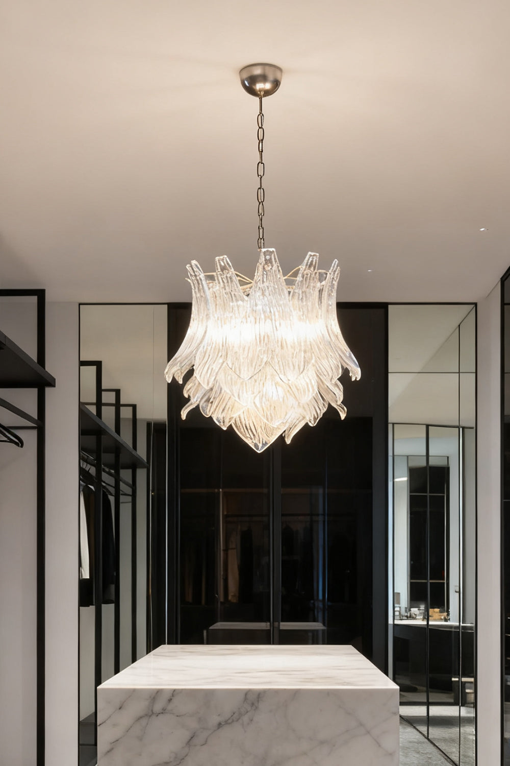 Murano Ripple Leaf Glass Chandelier