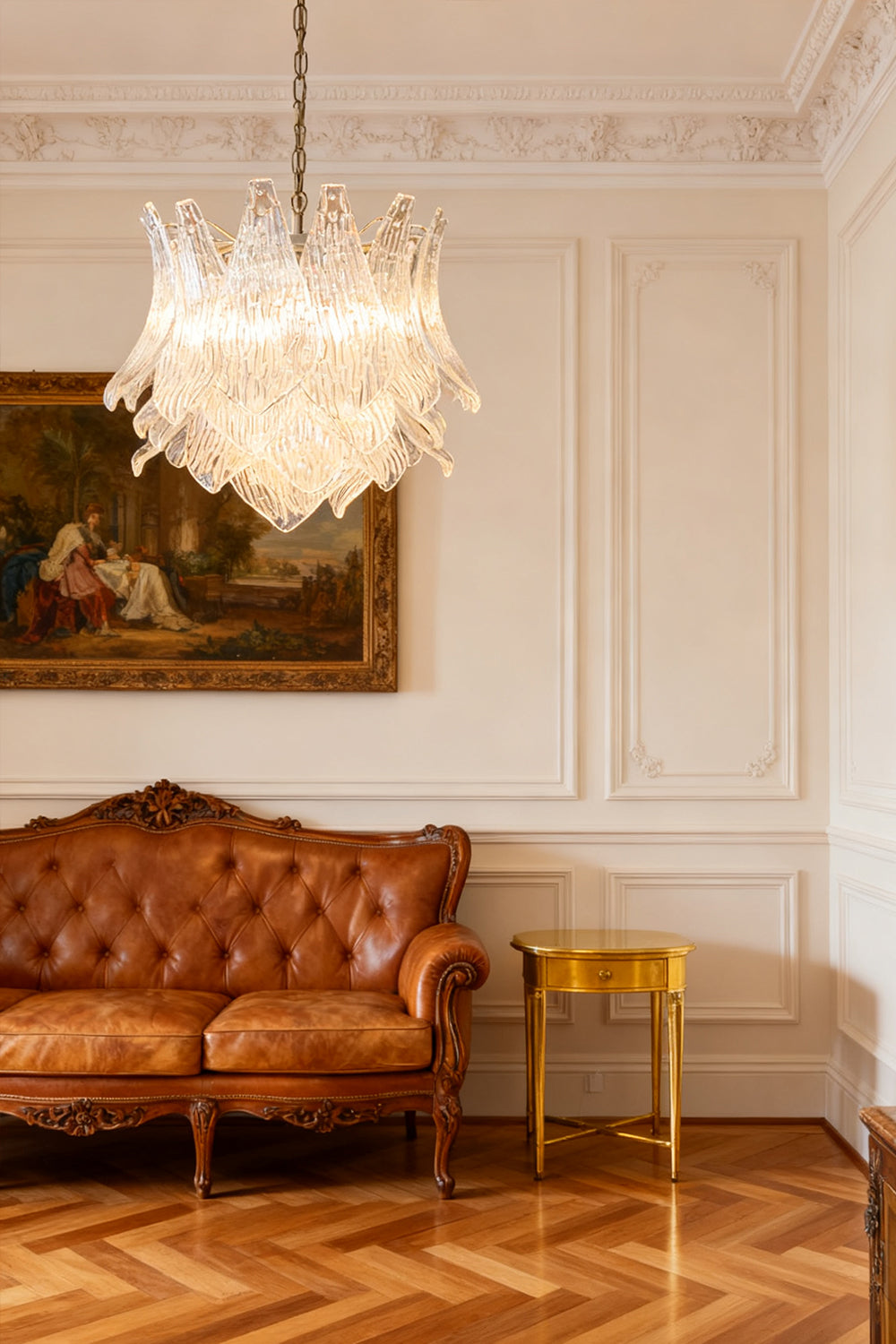 Murano Ripple Leaf Glass Chandelier