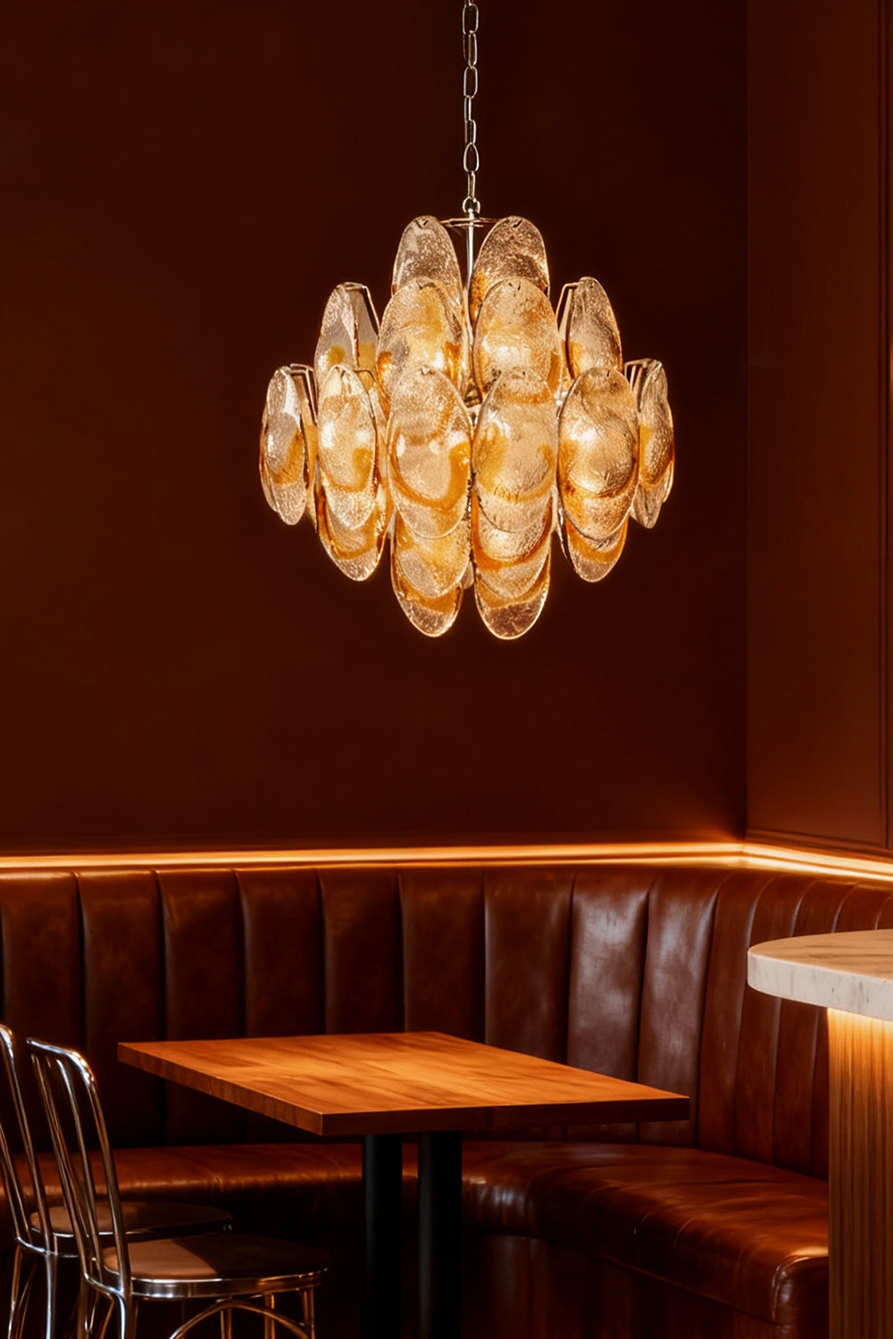 Murano Shell-Shaped Glass Chandelier