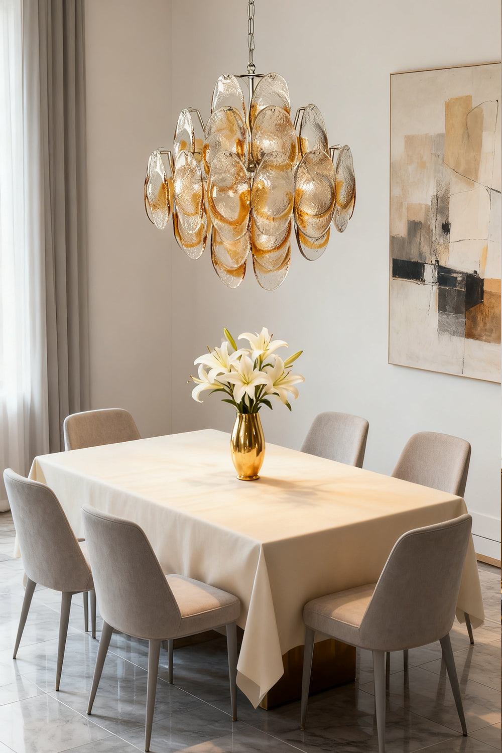 Murano Shell-Shaped Glass Chandelier