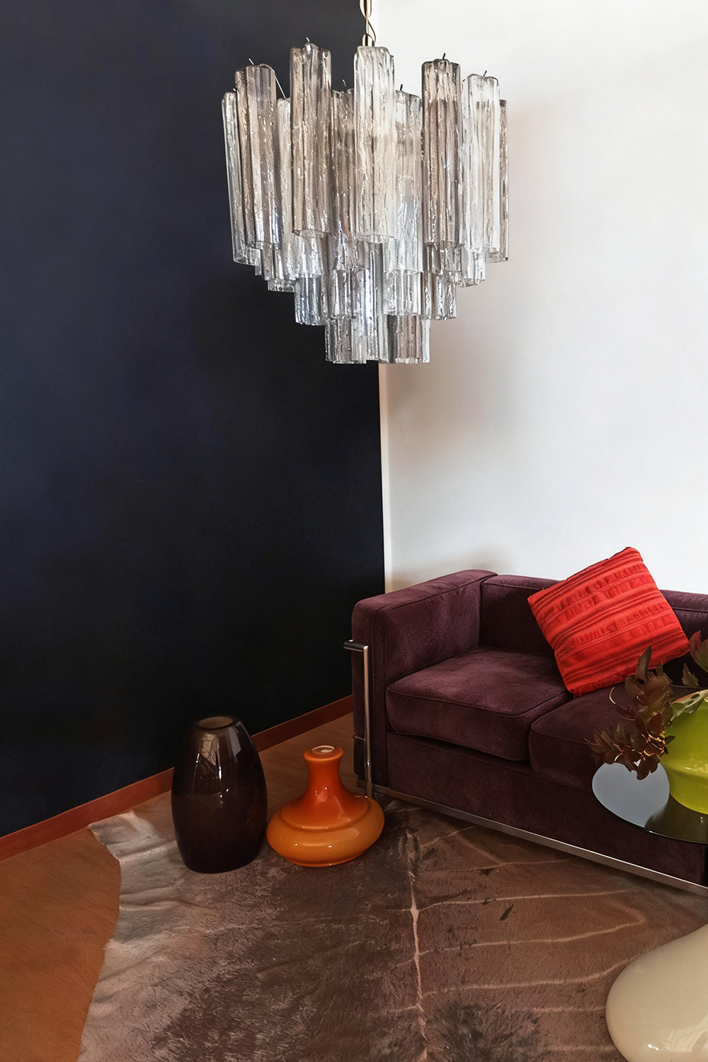 Murano Smoked Glass Tubes Chandelier