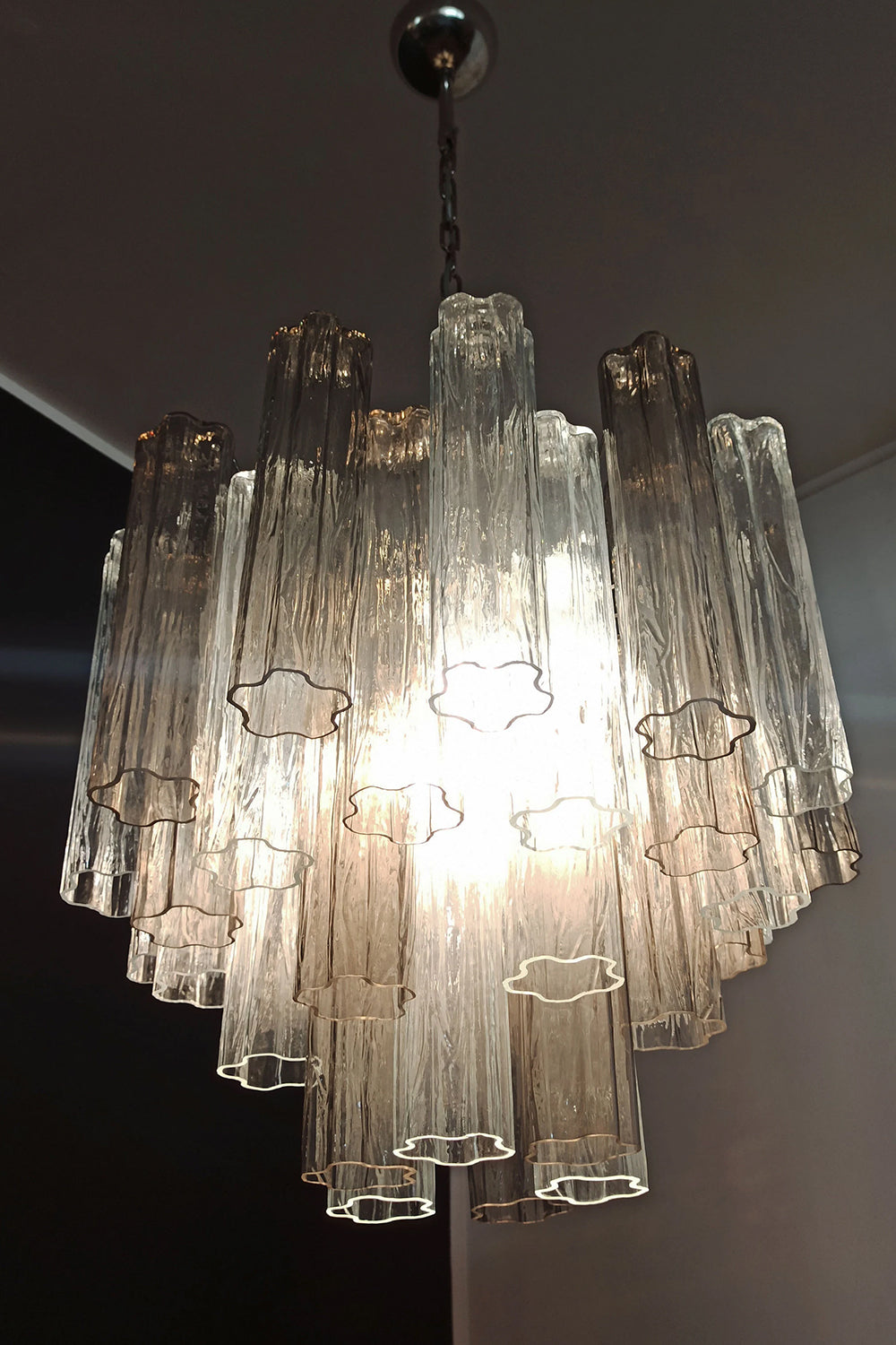 Murano Smoked Glass Tubes Chandelier