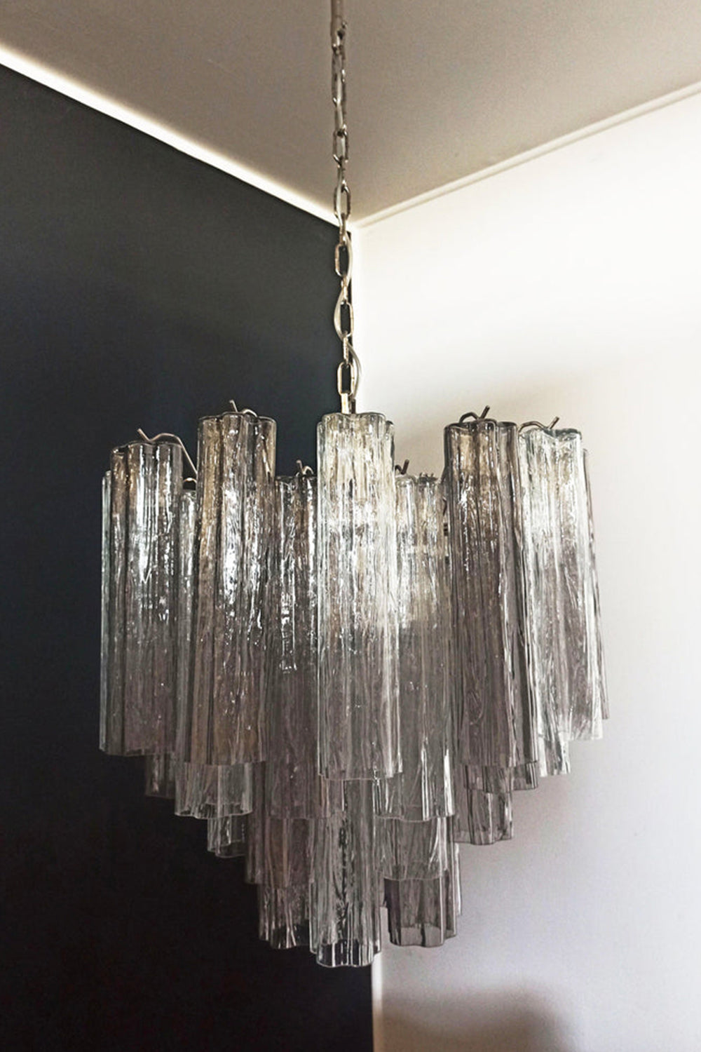 Murano Smoked Glass Tubes Chandelier