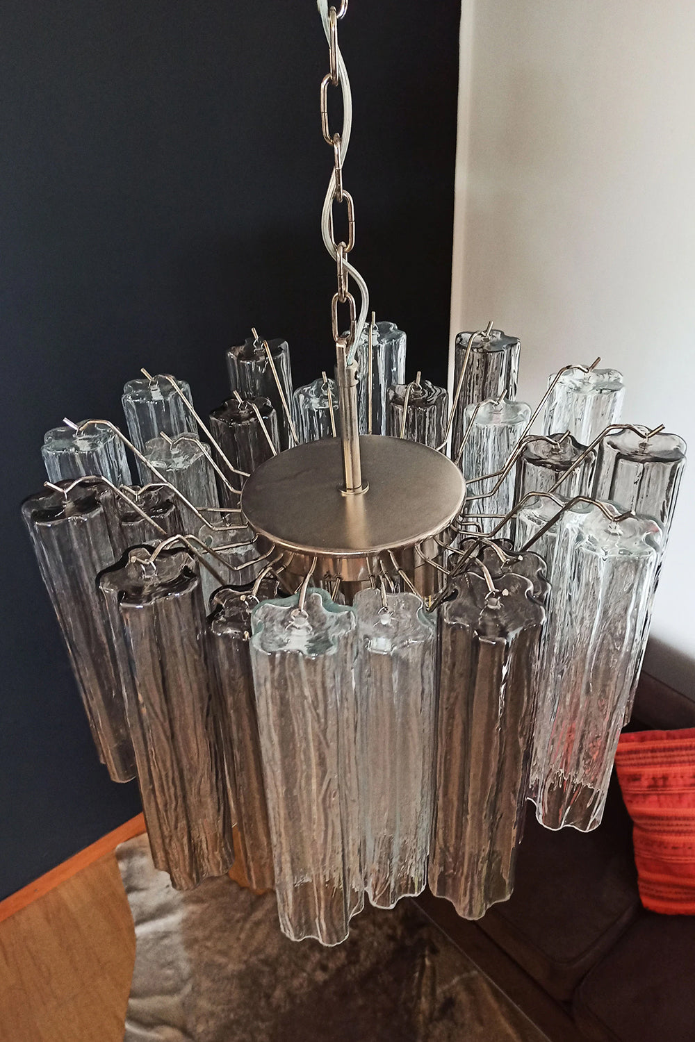 Murano Smoked Glass Tubes Chandelier