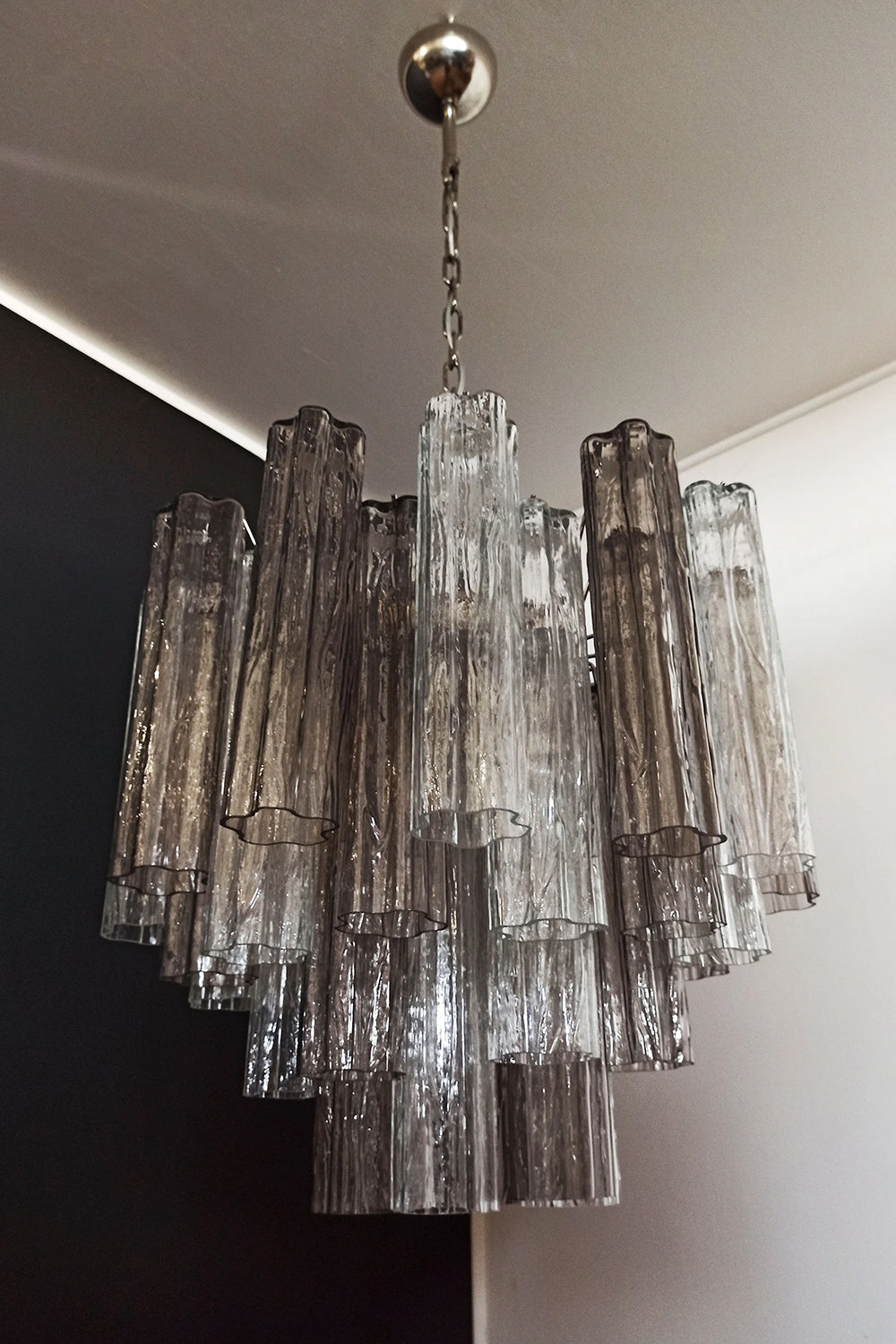Murano Smoked Glass Tubes Chandelier