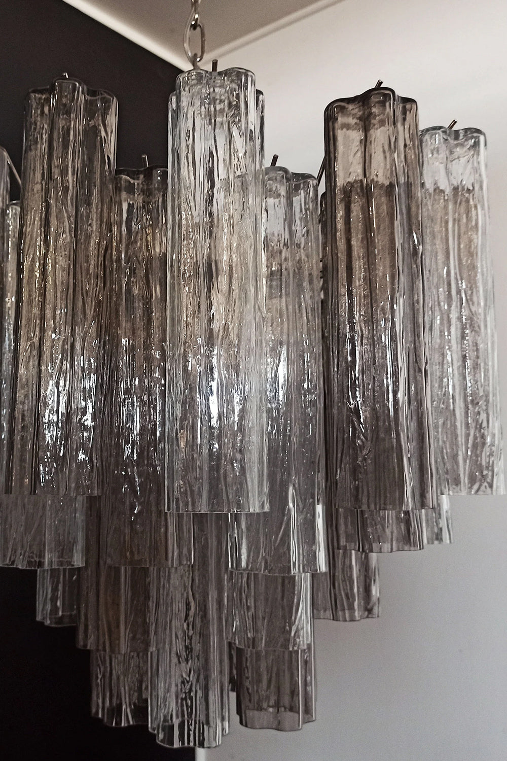Murano Smoked Glass Tubes Chandelier