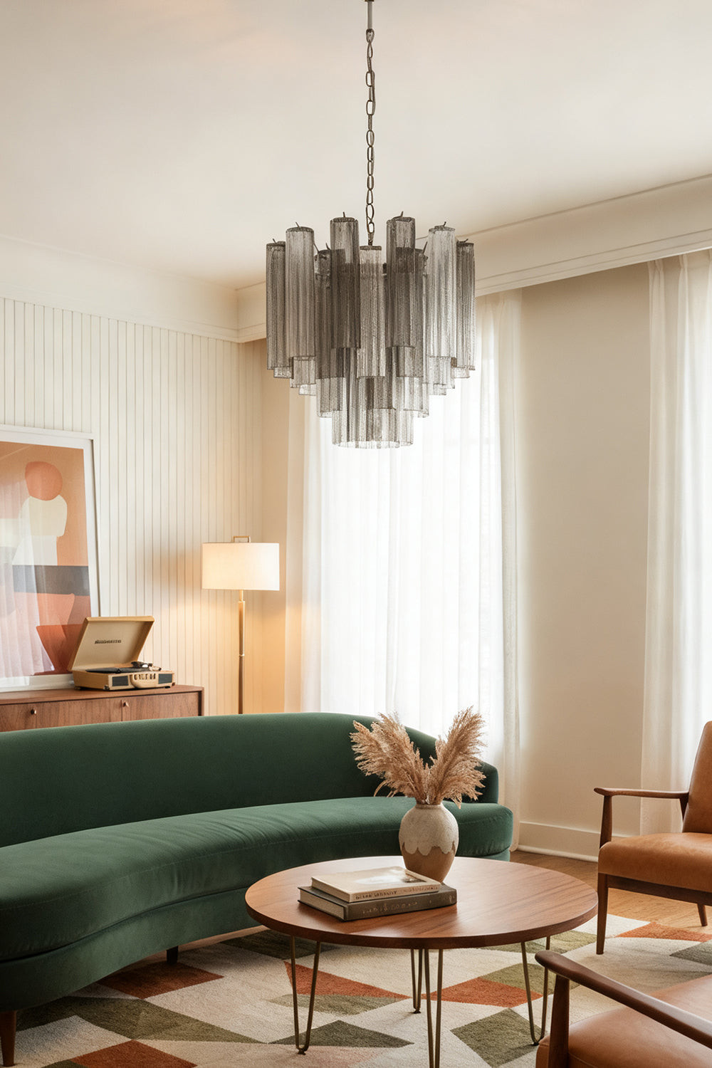 Murano Smoked Glass Tubes Chandelier