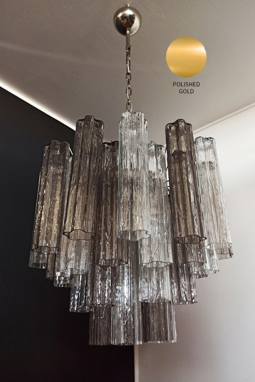 Murano Smoked Glass Tubes Chandelier