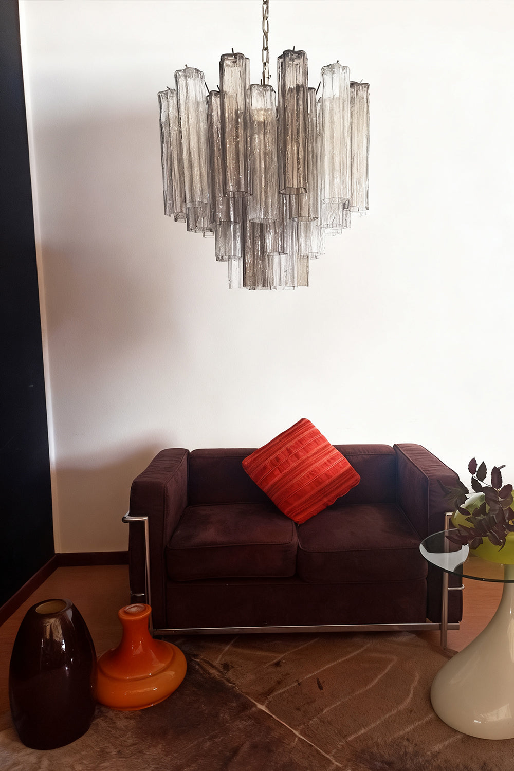 Murano Smoked Glass Tubes Chandelier