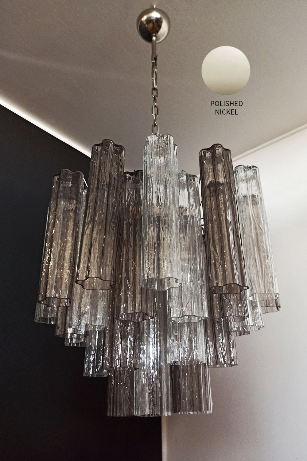 Murano Smoked Glass Tubes Chandelier