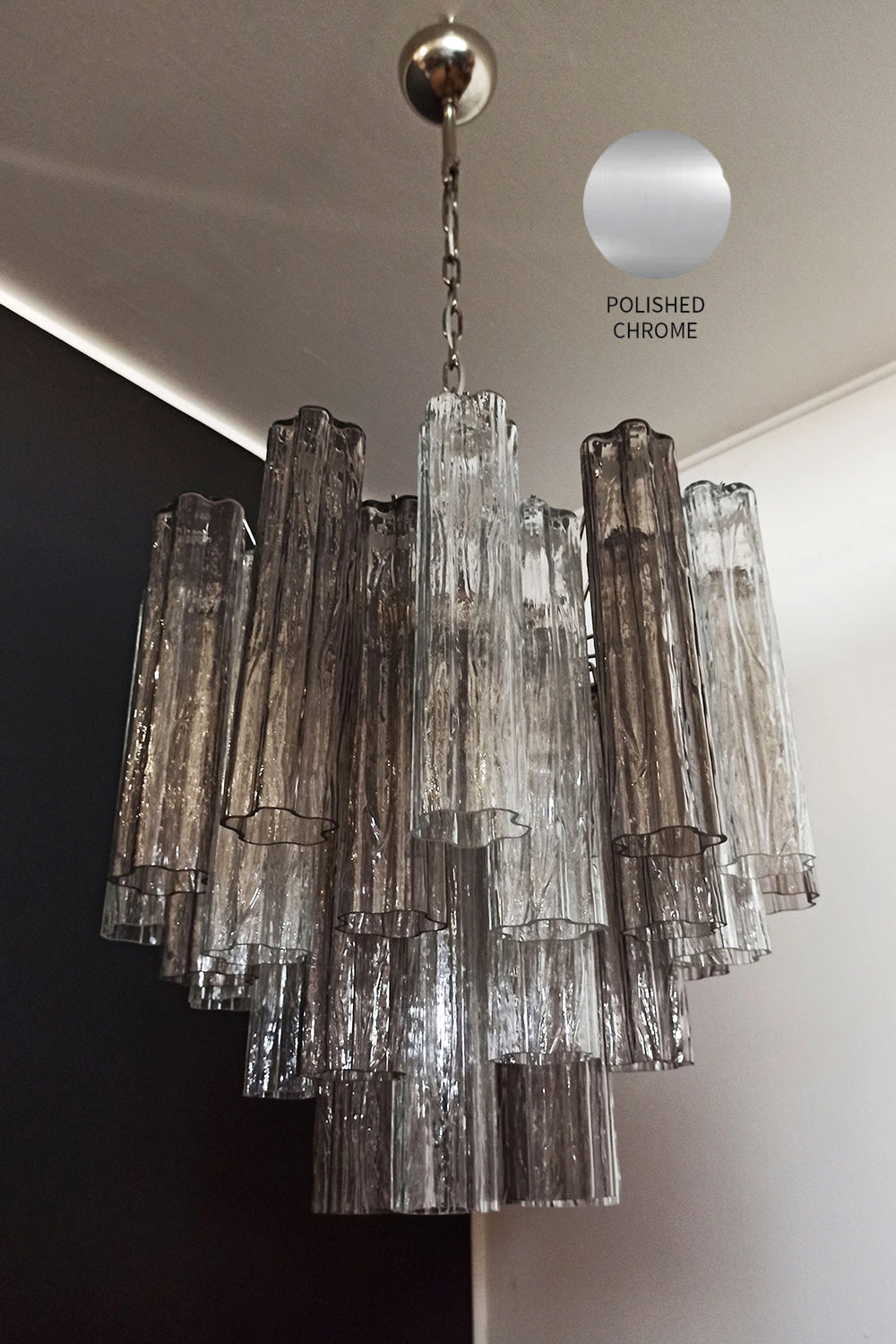 Murano Smoked Glass Tubes Chandelier