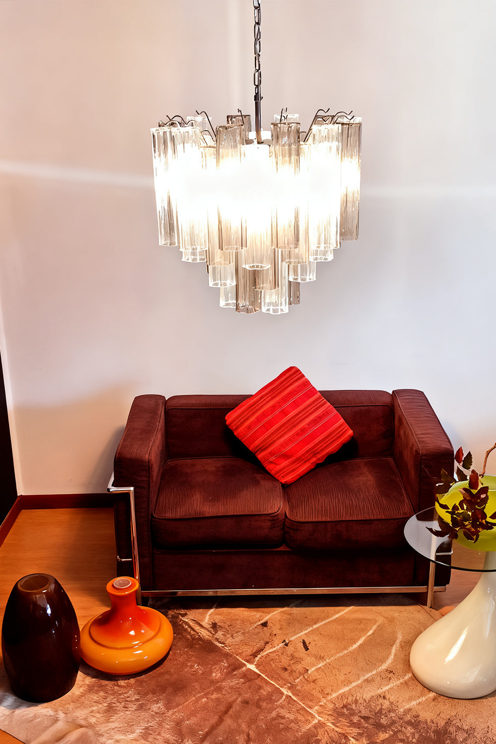 Murano Smoked Glass Tubes Chandelier