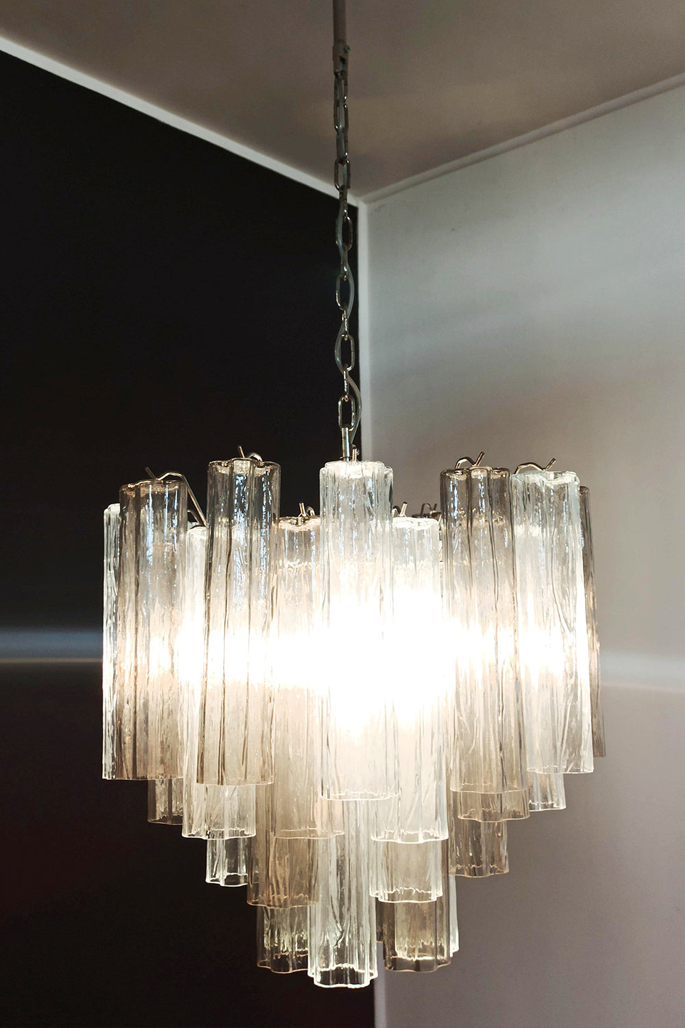 Murano Smoked Glass Tubes Chandelier