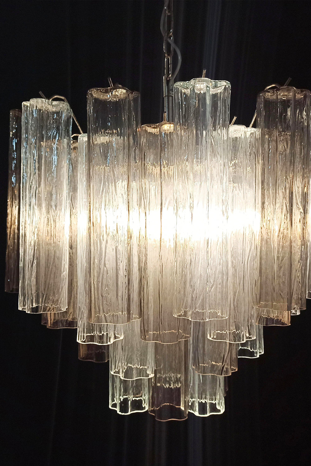 Murano Smoked Glass Tubes Chandelier
