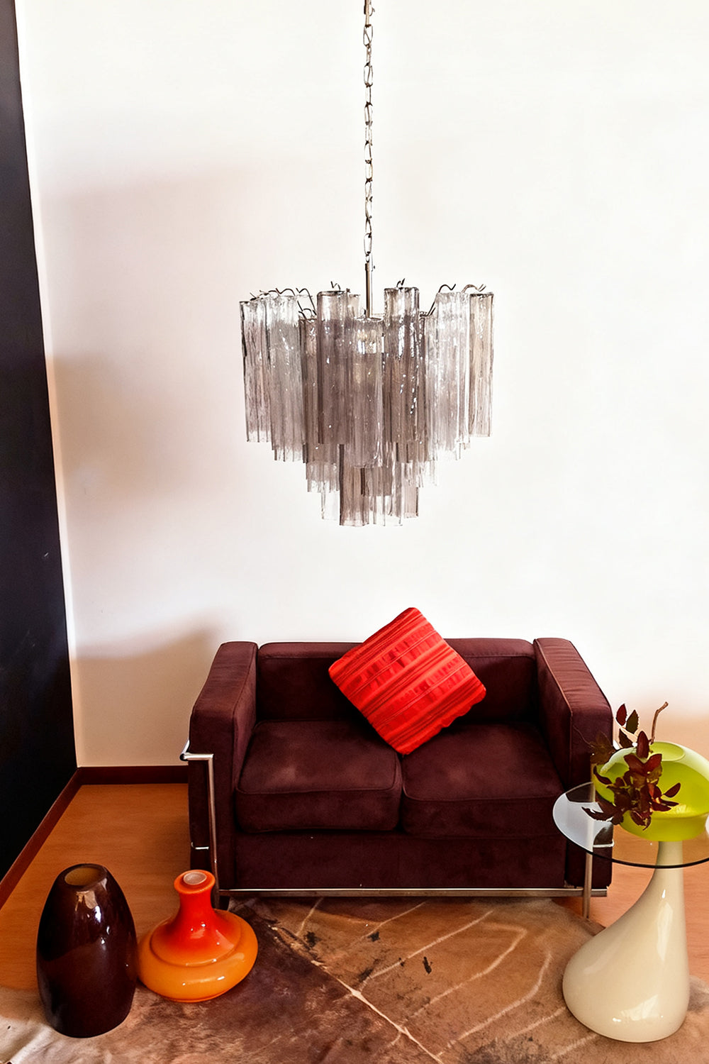 Murano Smoked Glass Tubes Chandelier