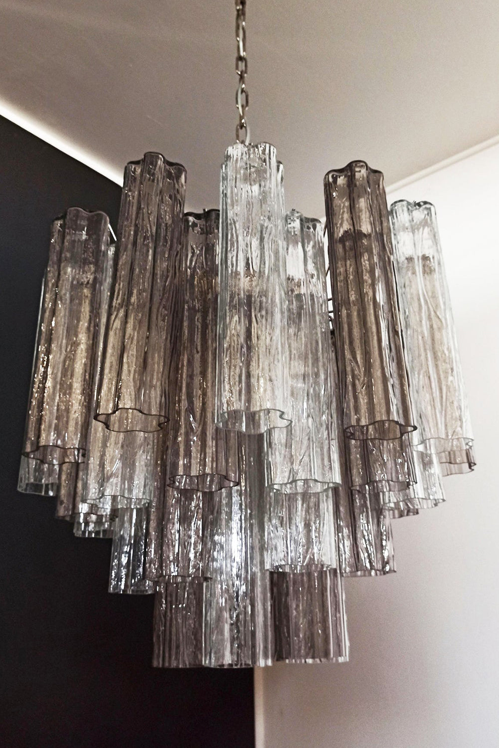 Murano Smoked Glass Tubes Chandelier