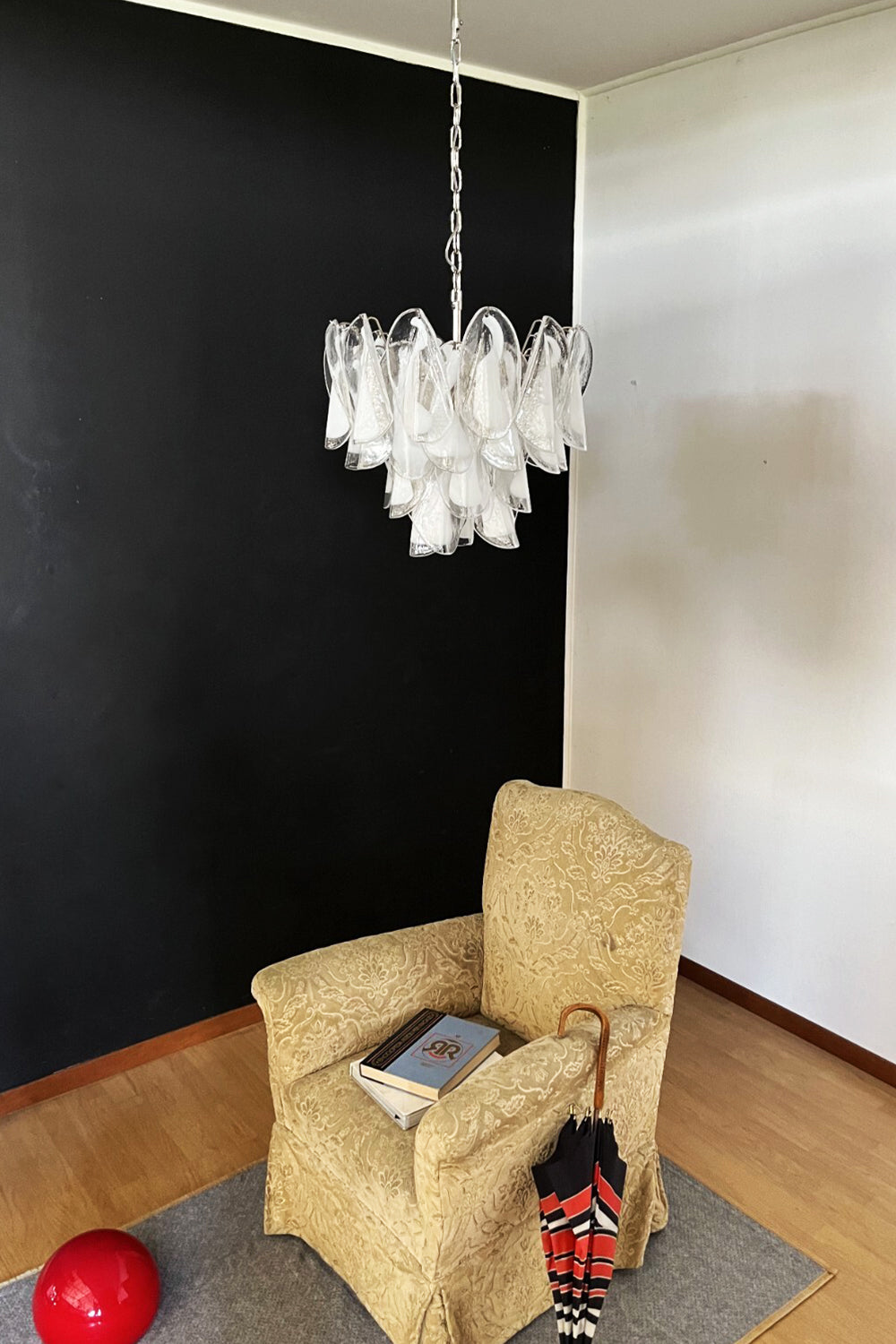 Murano White Petal Glass Chandelier